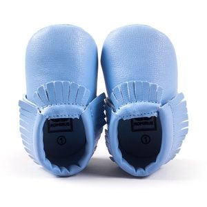Blue Baby Moccasins - Vegan Leather Tassel Shoes